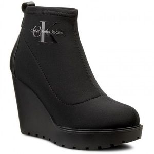 Calvin Klein wedge black boots